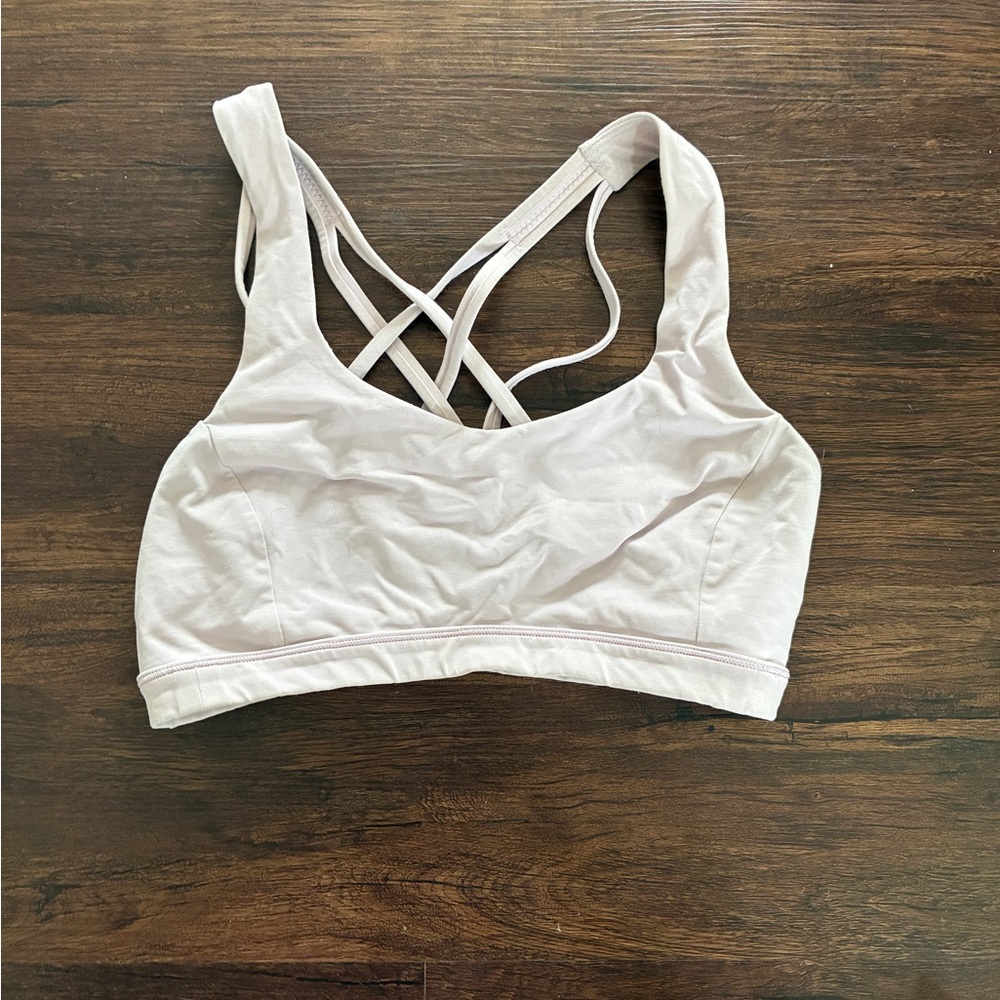 Lululemon White pink Strappy Sports Bra